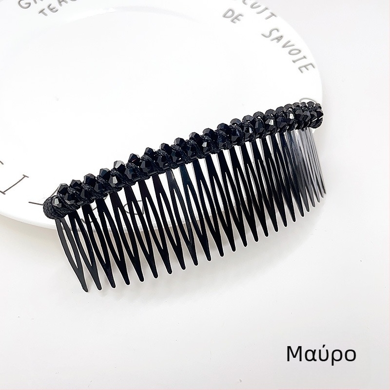 Κρυστάλλινο κλιπ μαλλιών για updos, γεωμετρικό σχέδιο σε στυλ κορεατικό, υφαντή επεξεργασία