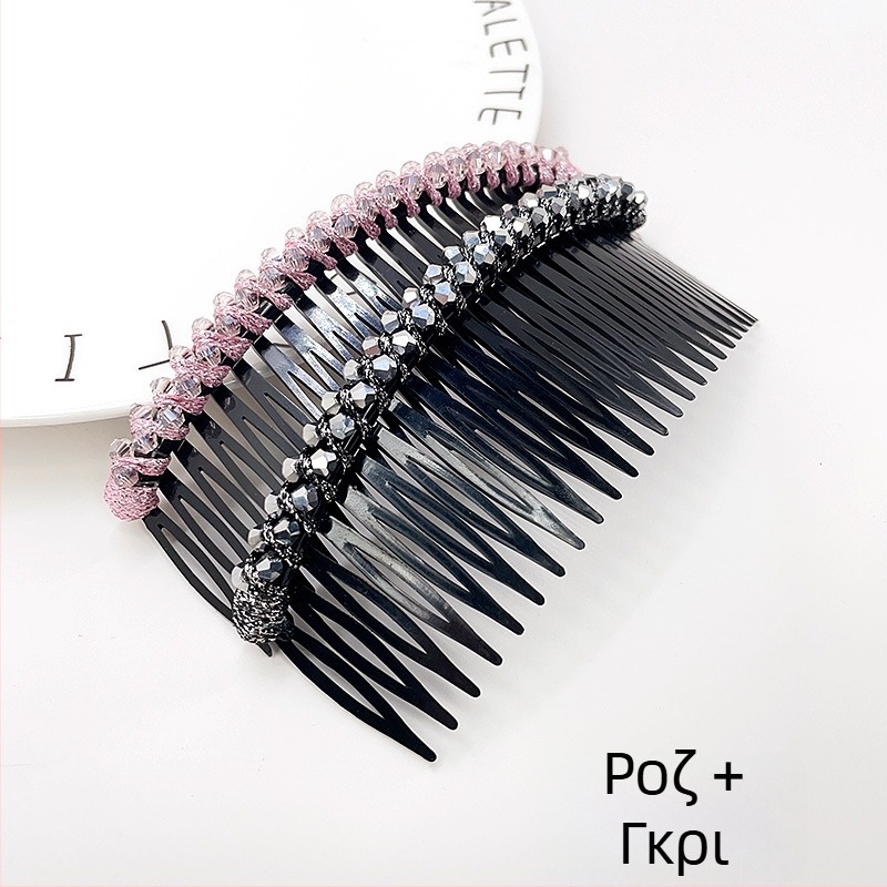 Κρυστάλλινο κλιπ μαλλιών για updos, γεωμετρικό σχέδιο σε στυλ κορεατικό, υφαντή επεξεργασία