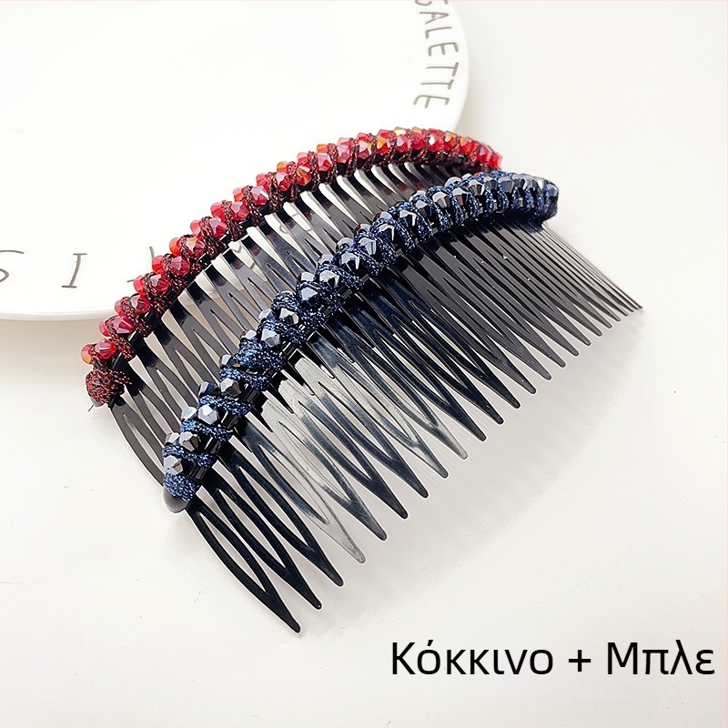 Κρυστάλλινο κλιπ μαλλιών για updos, γεωμετρικό σχέδιο σε στυλ κορεατικό, υφαντή επεξεργασία