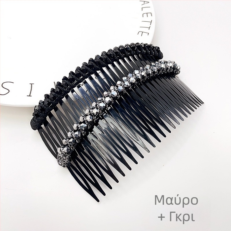 Κρυστάλλινο κλιπ μαλλιών για updos, γεωμετρικό σχέδιο σε στυλ κορεατικό, υφαντή επεξεργασία