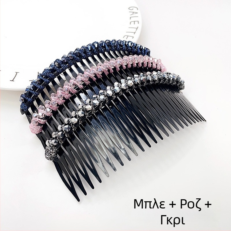 Κρυστάλλινο κλιπ μαλλιών για updos, γεωμετρικό σχέδιο σε στυλ κορεατικό, υφαντή επεξεργασία