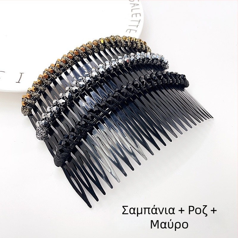 Κρυστάλλινο κλιπ μαλλιών για updos, γεωμετρικό σχέδιο σε στυλ κορεατικό, υφαντή επεξεργασία