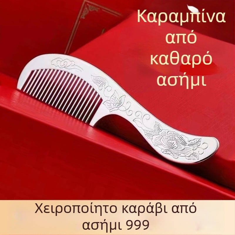 Χτενάκι μαλλιών από S999 ασήμι, ανθώδες σχέδιο, χειροποίητο, αξεσουάρ μαλλιών