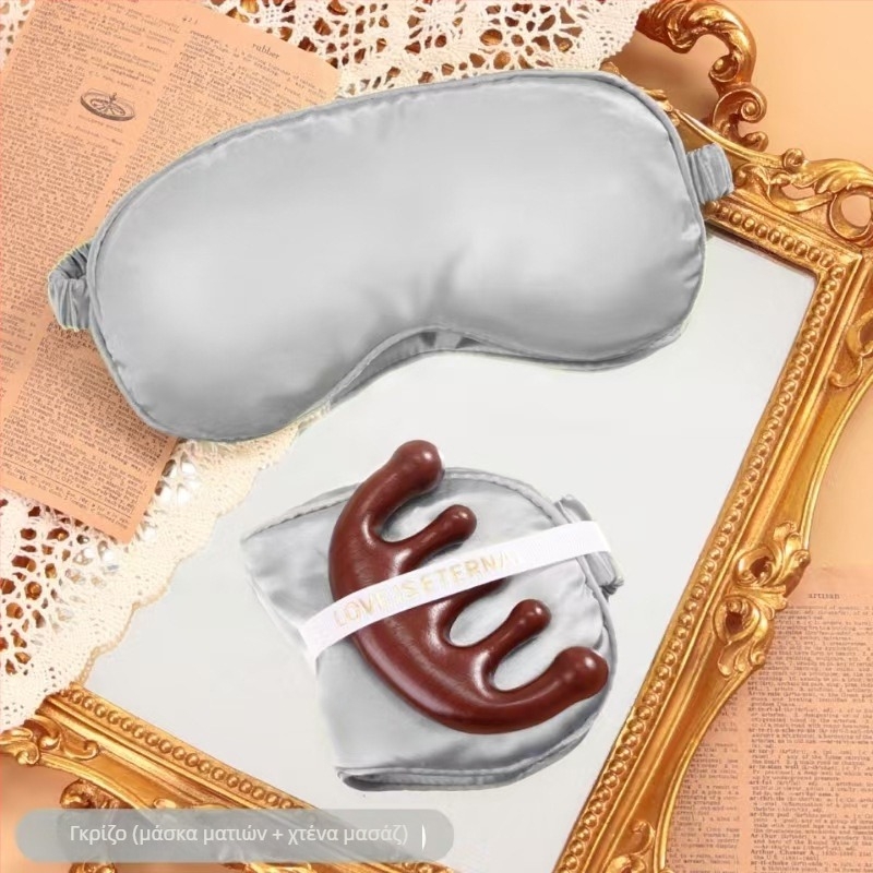 Σετ δώρου μάσκα ματιών από συνθετικό μετάξι με χτένα πέντε δοντιών, σε τσάντα συσκευασίας, CX μάρκα, γαμήλιο δώρο