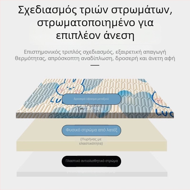 Σετ κλινοσκεπασμάτων λατέξ με ψύξη Ice Silk, τριών τεμαχίων, πλυόμενο στο πλυντήριο, καλοκαιρινή μαλακή επιφάνεια για κρεβάτια 1,2–2,0 μ., ασφαλές για μητέρες και βρέφη