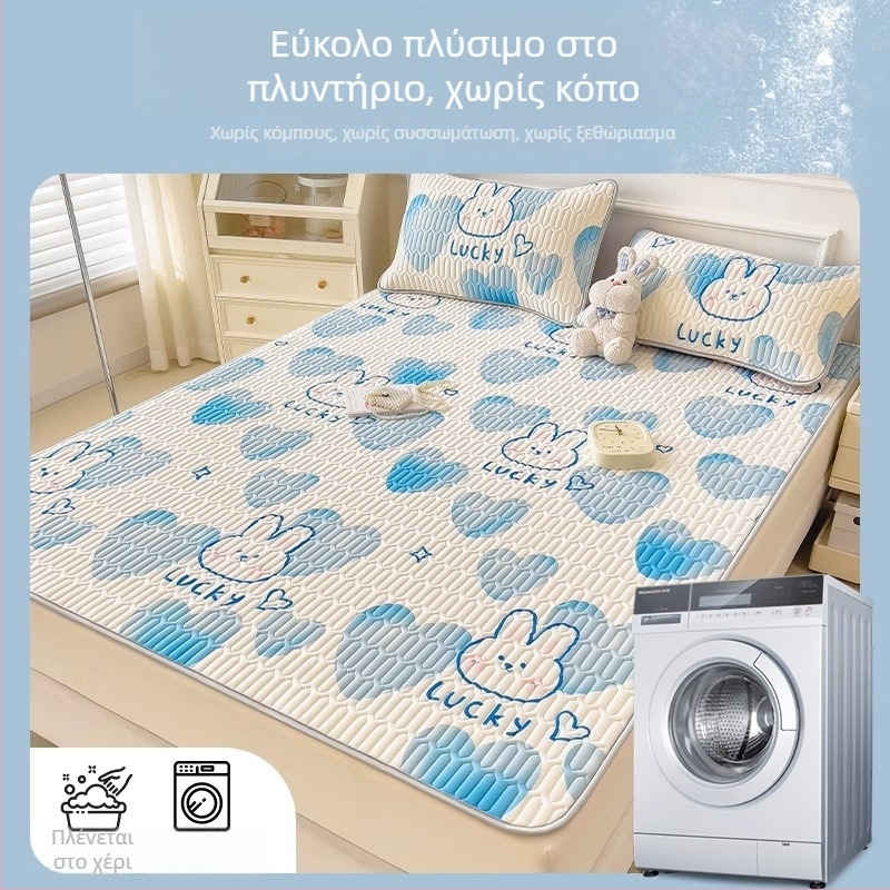 Σετ κλινοσκεπασμάτων λατέξ με ψύξη Ice Silk, τριών τεμαχίων, πλυόμενο στο πλυντήριο, καλοκαιρινή μαλακή επιφάνεια για κρεβάτια 1,2–2,0 μ., ασφαλές για μητέρες και βρέφη