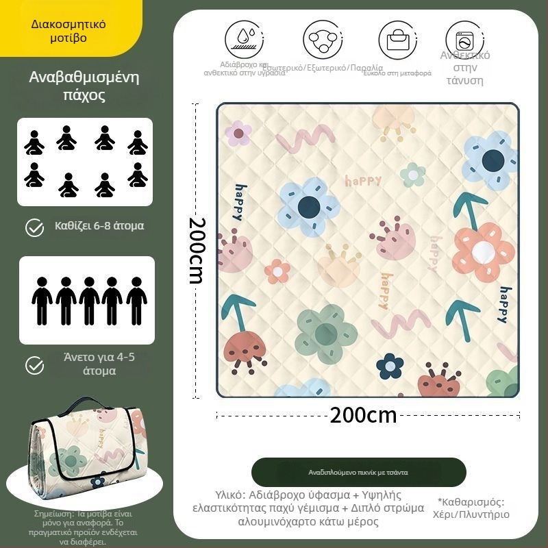 Οκταγωνική εξωτερική αδιάβροχη επιφάνεια κάμπινγκ από πολυεστέρα, αντιολισθητική και ανθεκτική στην υγρασία, για 4–6 άτομα