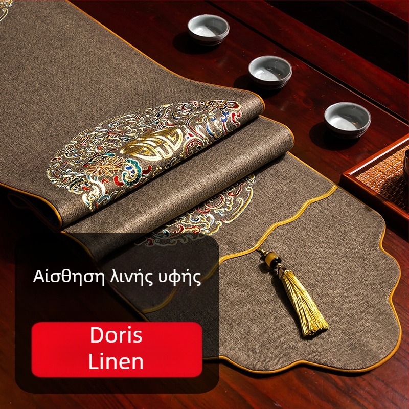 Φλάγκ τραπεζιού από ύφασμα, μοτίβο φυτών και λουλουδιών, σε νέο κινεζικό στυλ