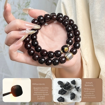 Βραχιόλι Bodhi κόκκοι από ρίζα Bodhi, διπλός κύκλος σε σχήμα ρόμβου, γυαλιστερή επιφάνεια, φυσικό στυλ, unisex, 40 τεμάχια