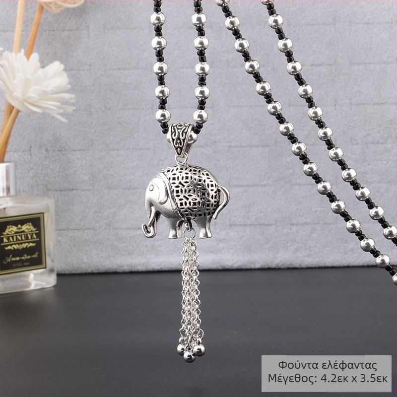 Αλυσίδα για πουλόβερ από κράμα, μακριά κολιέ με φούντα, ρετρό-εθνο στυλ