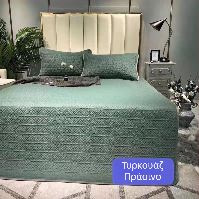 Σετ τριών τεμαχίων ψύξης κρεβατιού με βιοβασισμένο λατέξ και ύφασμα ice-silk, premium απαλό στρώμα για κρεβάτι 1,8 μ
