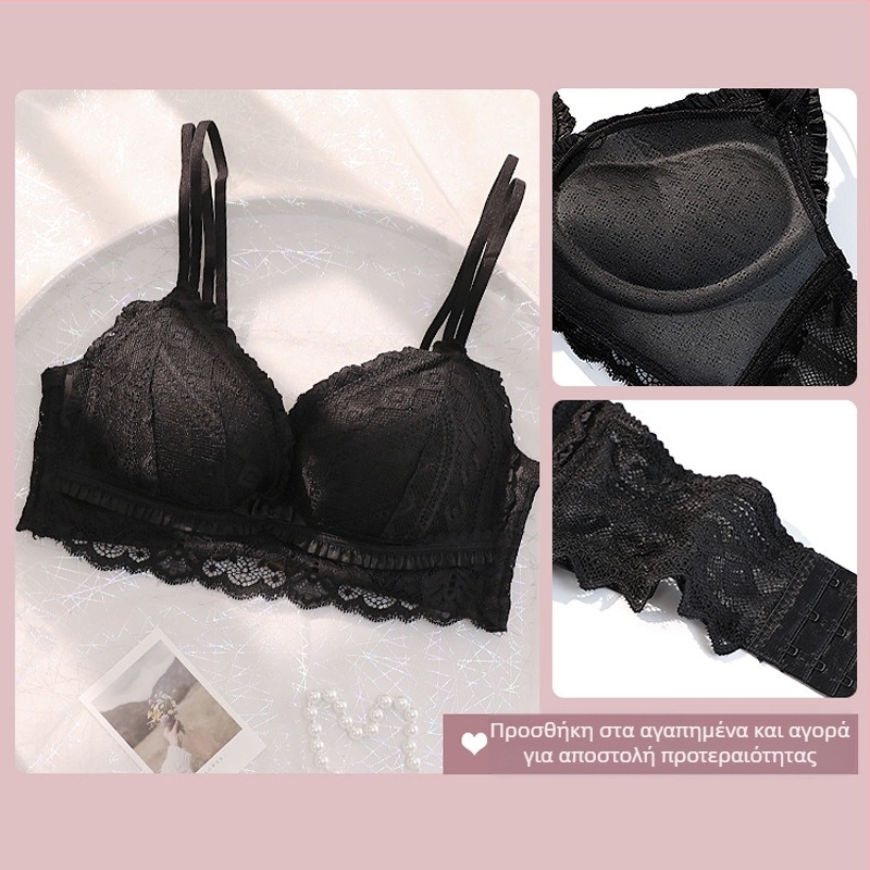 Sexy δαντελωτό ασύρματο σουτινέ – σετ για μικρό στήθος, με παχύτερες κούπες, άνετος σχεδιασμός για την πλάτη