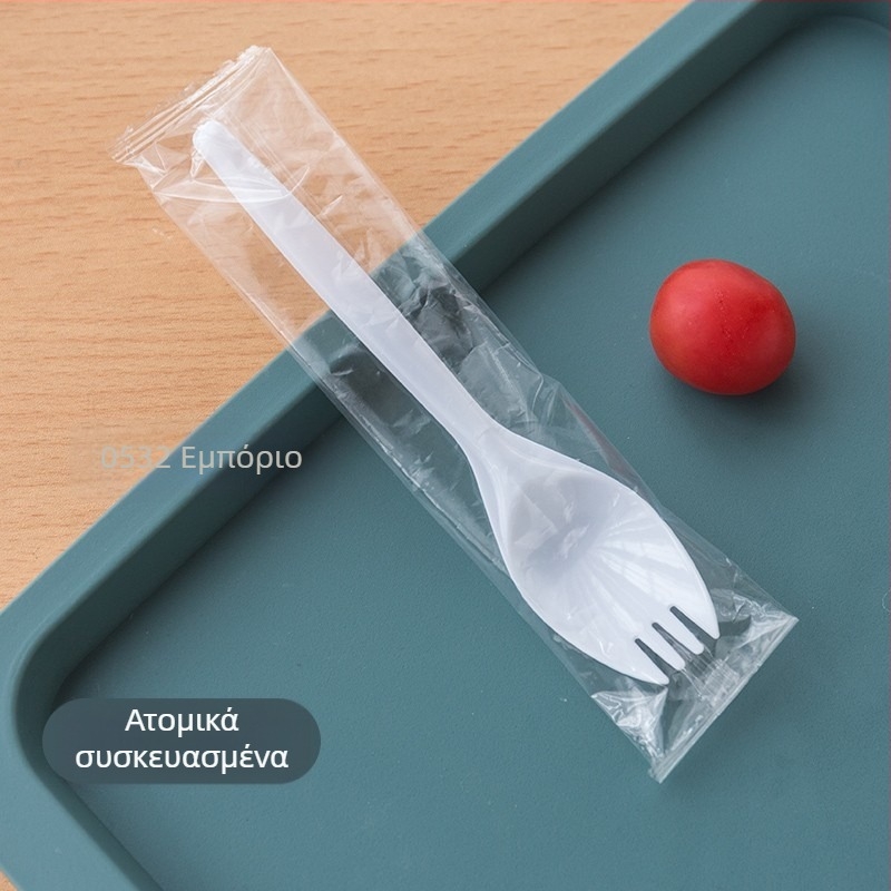 Μίας χρήσης πιρούνι για ψήμένες γλυκοπατάτες, παχύ και ανθεκτικό από PP, ατομικά συσκευασμένο.