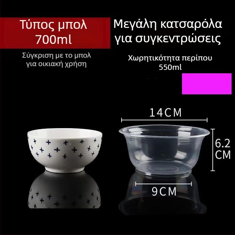 Μίας χρήσης πλαστικό μπολ φαγητού – στρογγυλό, διαφανές, χωρητικότητα 360–1000 ml