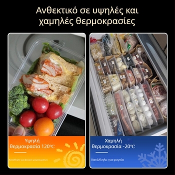 Μίας χρήσης πλαστικό κιβώτιο γεύματος με καπάκι, πυκνωμένη κατασκευή, ορθογώνιο δοχείο και κυκλικό μπολ για take-away