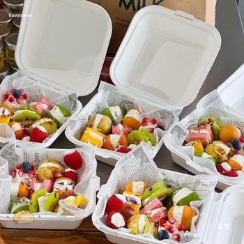 Κουτί επιδορπίου για πικ νικ με τρία διαμερίσματα: γιαούρτι, φρούτα και κέικ — μικροκύματα: Όχι; εκτύπωση λογοτύπου: Διαθέσιμο; προσαρμογή: Όχι; βιοδιασπώμενο: Όχι