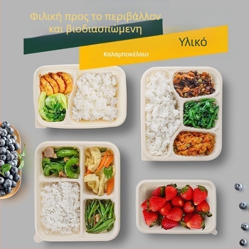 Βιοδιασπώμενο κουτί μεσημεριανού από αμυλού καλαμποκιού, 2–4 διαμερίσματα, σχήμα στρογγυλό-ορθογώνιο