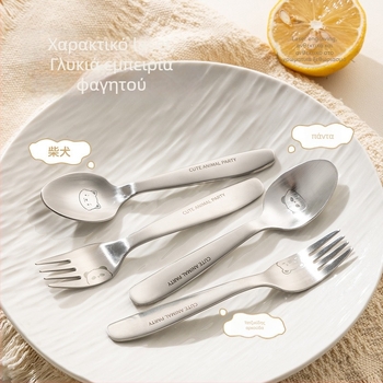 Κουτάλι για παιδιά, ανοξείδωτο ατσάλι, σχέδιο panda, φινίρισμα καθρέπτη