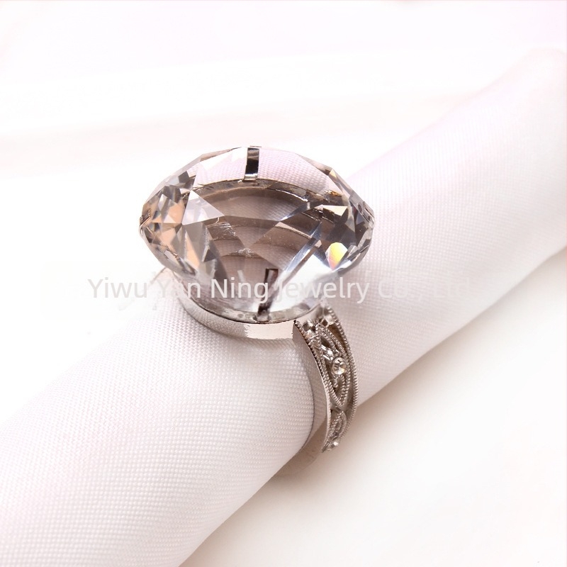 Δαχτυλίδι πετσέτας με διαμάντι – Ανοξείδωτος χάλυβας, ηλεκτροεπικάλυψη, μοντέρνο μινιμαλιστικό στυλ, με εκτύπωσης λογότυπου, ιδιωτικής ετικέτας διαθέσιμο