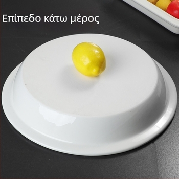 Σετ πορσελάνης για μπουφέ – τετράγωνες λεκάνες μερίδων και κυκλικά πιάτα πορσελάνης για ξενοδοχειακή εξυπηρέτηση