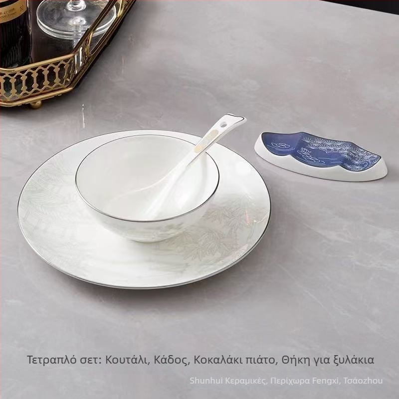 Σετ σερβιρίσματος για ξενοδοχεία από κεραμικά, Νέος κινεζικός στυλ, πορσελάνη με περισσότερο από 45% οστό, εκτύπωση λογότυπου διαθέσιμη
