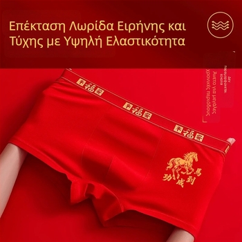 Ανδρικά boxer briefs από βαμβάκι, μοτίβο αλόγου, μεσαίας μέσης, βαμβακώδης καβάλος, 95–100% βαμβάκι, συσκευασία δώρου