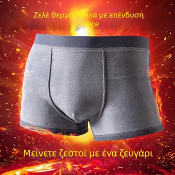 Ανδρικά θερμοεσώρουχα με φλίς επένδυση, boxer briefs με μέση, βαμβάκι 50–70% κύριο ύφασμα, επένδυση καβάλου πολυεστέρας, Χειμώνας/Φθινόπωρο