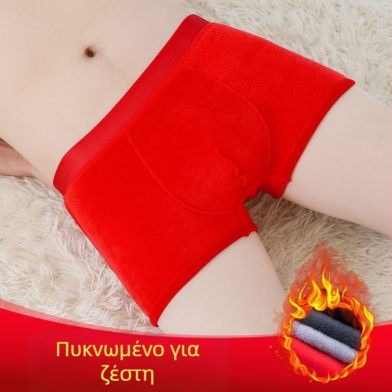 Ανδρικά θερμοεσώρουχα με φλίς επένδυση, boxer briefs με μέση, βαμβάκι 50–70% κύριο ύφασμα, επένδυση καβάλου πολυεστέρας, Χειμώνας/Φθινόπωρο