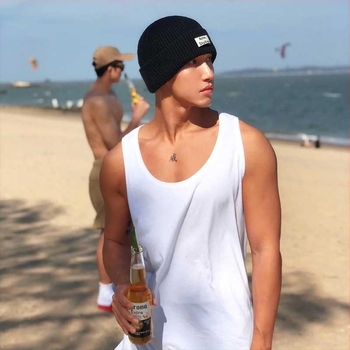 Ανδρικό βαμβακερό γιλέκο σε σχήμα Υ, με στρογγυλό γιακά, νεανικό στυλ, για το καλοκαίρι