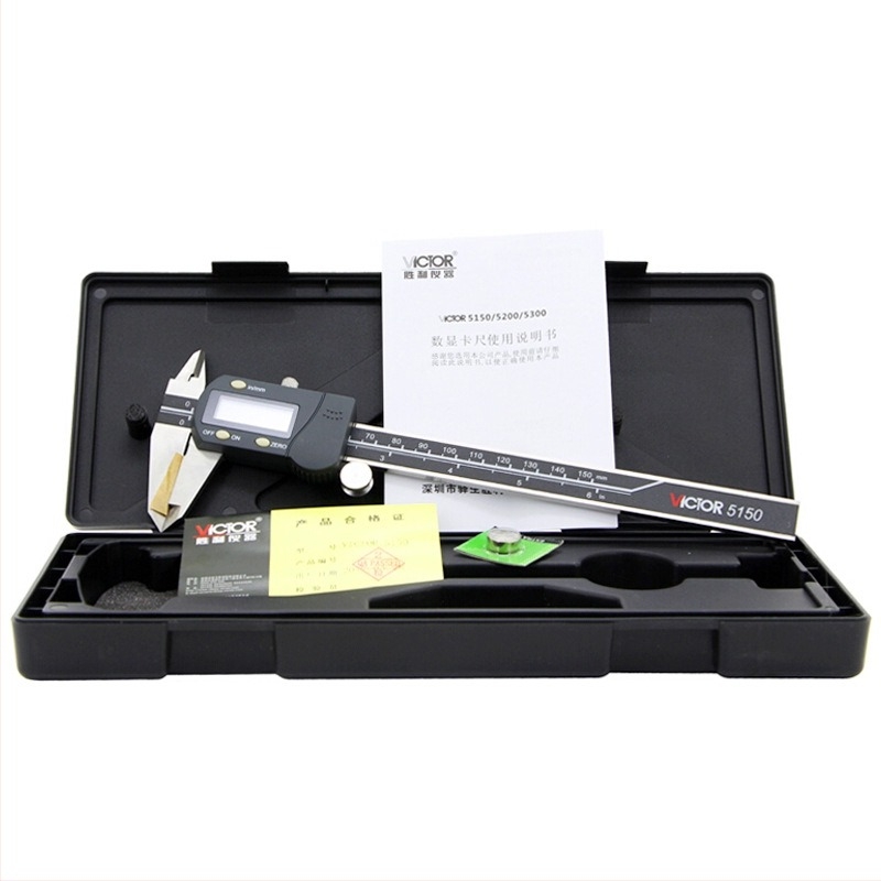 Victor VC5150 σειρά ηλεκτρονικός ψηφιακός caliper, ανοξείδωτο ατσάλι, ανάλυση 0.01 mm / 0.0005 in, επαναληψιμότητα 0.01 mm, εύρος 0-150 mm/6 in; 0-200 mm/8 in; 0-300 mm/12 in