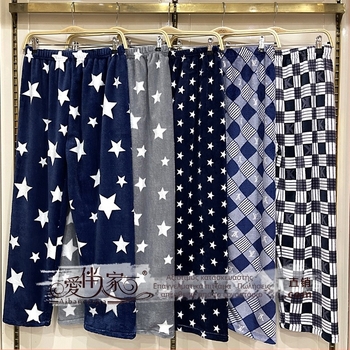 Ανδρικά παντελόνια πυτζάμας από φλανέλ, 100% πολυεστέρα, παχύ ύφασμα 201-250 γρ/μ2, κατάλληλα για χειμώνα και φθινόπωρο.