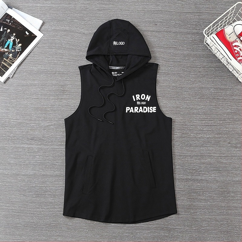 Ανδρικό αμάνικο γιλέκο με κουκούλα, γρήγορο στέγνωμα, 80% νάιλον, καλοκαίρι, για τρέξιμο/μπάσκετ