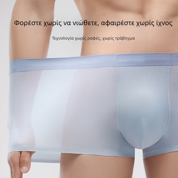 Ανδρικά boxer briefs χωρίς ραφή με μεσαίο ύψος μέσης, Ice Silk, αντιβακτηριακά, αναπνεόμενα, γρήγορο στέγνωμα