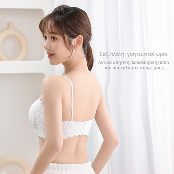 Τοπ χωρίς τιράντες από δαντέλα Ice Silk με ενσωματωμένες επενδύσεις στήθους, τέσσερις σειρές και τρία κουμπιά, στενή γραμμή, όμορφο πίσω