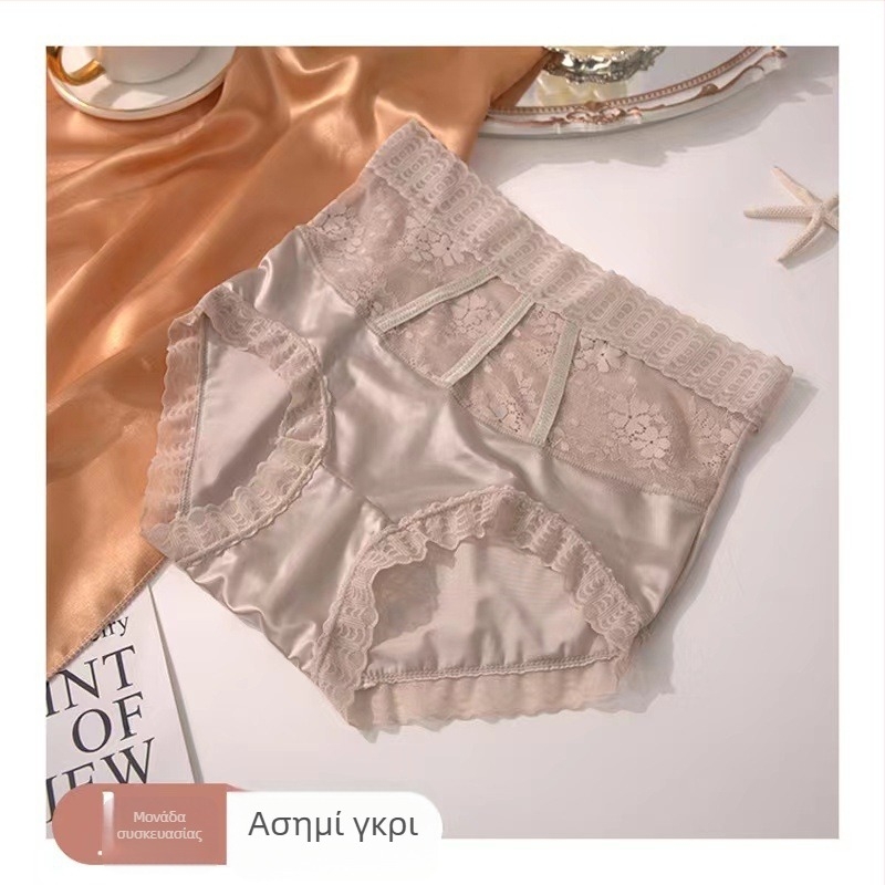 Γυναικεία εσώρουχα με ψηλόμεση γραμμή και δαντέλα για shaping, διαπνοή νάιλον, φλοράλ μοτίο, καβάλος από βαμβάκι