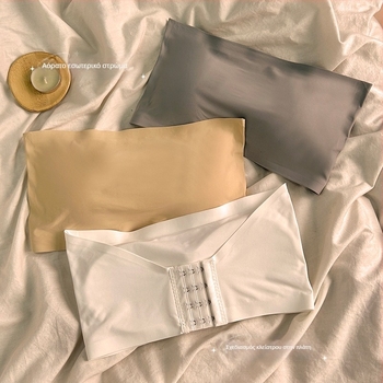 Τοπ χωρίς τιράντες για στήθος με wrap design, διαπνέον νάιλον Ice Silk, αντιολισθητικό και όμορφο πίσω