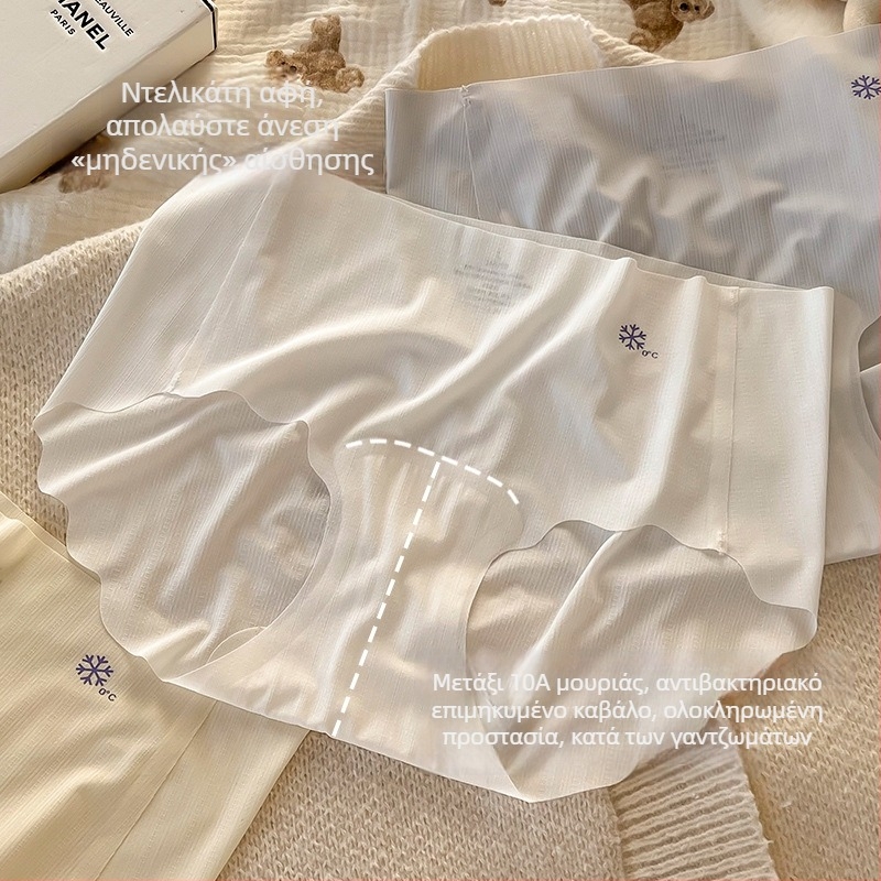 Remember me Γυναικείο εσώρουχο από ice silk με άρωμα καμέλια, αντιβακτηριακό, 10A, διευρυμένος καβάλος, επένδυση από mulberry silk, μεγάλο μέγεθος