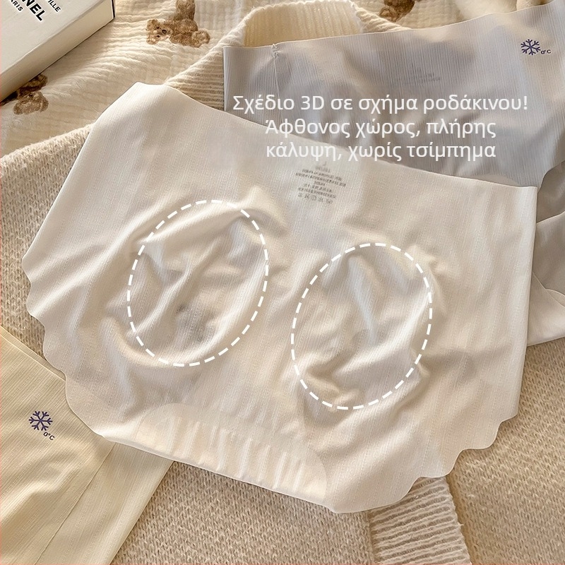Remember me Γυναικείο εσώρουχο από ice silk με άρωμα καμέλια, αντιβακτηριακό, 10A, διευρυμένος καβάλος, επένδυση από mulberry silk, μεγάλο μέγεθος