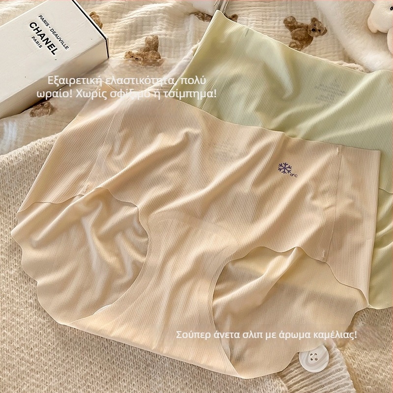 Remember me Γυναικείο εσώρουχο από ice silk με άρωμα καμέλια, αντιβακτηριακό, 10A, διευρυμένος καβάλος, επένδυση από mulberry silk, μεγάλο μέγεθος