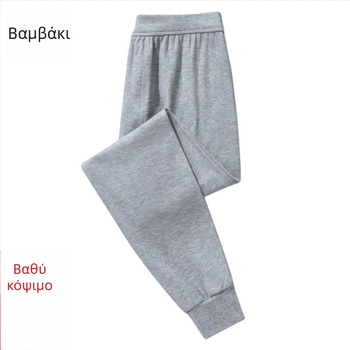 Ανδρικά παντελόνια από 100% βαμβάκι με υψηλή μέση, θερμικά, μήκος 3/4, διαπνέοντα, αντιανεμικά