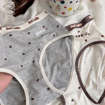 Plus-Size Γυναικείες Εσώρουχες από Βισκόζη — Διαπνοές, 80–90% Βισκόζη, Μεσαία Μέση, Βαμβακερή Επένδυση, Εκτύπωση Κόκκων Καφέ, Ριμπ Ύφανση