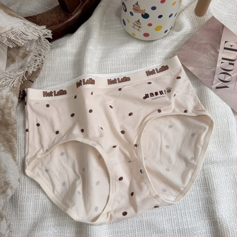 Plus-Size Γυναικείες Εσώρουχες από Βισκόζη — Διαπνοές, 80–90% Βισκόζη, Μεσαία Μέση, Βαμβακερή Επένδυση, Εκτύπωση Κόκκων Καφέ, Ριμπ Ύφανση