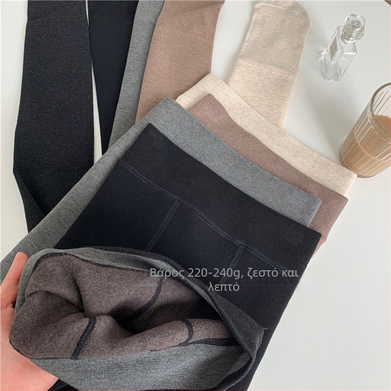 Χειμωνιάτικες κολάν με επένδυση φλίς – μονόχρωμο, ύφασμα νάιλον-σπαντεξ, παχυσμένο φλίς, πλήρους μήκους, ιαπωνικό στυλ