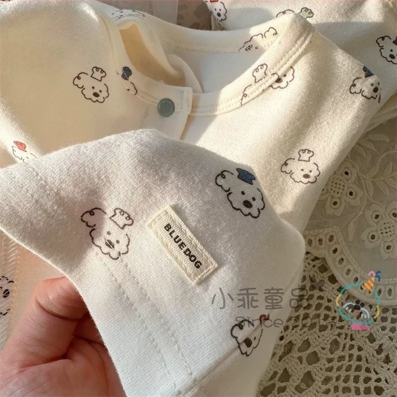 Σετ δύο τεμαχίων για παιδιά φθινοπωρο-χειμωνιά: θερμικές μπλούζες με στρογγυλή λαιμόκοψη και παντελόνια, λινό ύφασμα με τρίχες κουνελιού