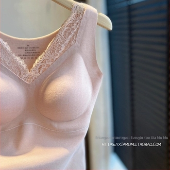 Θερμικό γιλέκο χωρίς ραφές με ενσωματωμένο πάνελ στήθους, λεπτή γραμμή, εξωτερικό υλικό ακρυλικές ίνες, επένδυση από Mulberry μετάξι, χειμώνας/φθινόπωρο, σταθεροί ιμάντες