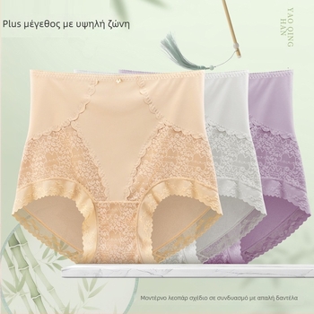 Δαντελένια γυναικεία εσώρουχα με ψηλή μέση, έλεγχο κοιλιάς και ανύψωση γλουτών; πλεκτή δαντέλα από νάιλον, επένδυση καβάλου από βισκόζη, νήμα 31–40d