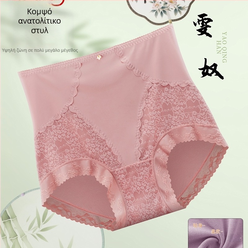 Δαντελένια γυναικεία εσώρουχα με ψηλή μέση, έλεγχο κοιλιάς και ανύψωση γλουτών; πλεκτή δαντέλα από νάιλον, επένδυση καβάλου από βισκόζη, νήμα 31–40d