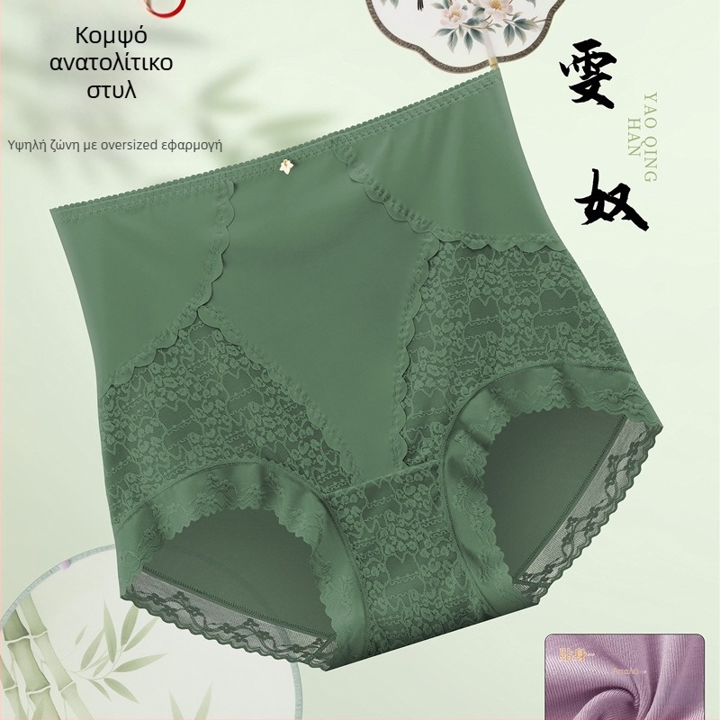 Δαντελένια γυναικεία εσώρουχα με ψηλή μέση, έλεγχο κοιλιάς και ανύψωση γλουτών; πλεκτή δαντέλα από νάιλον, επένδυση καβάλου από βισκόζη, νήμα 31–40d