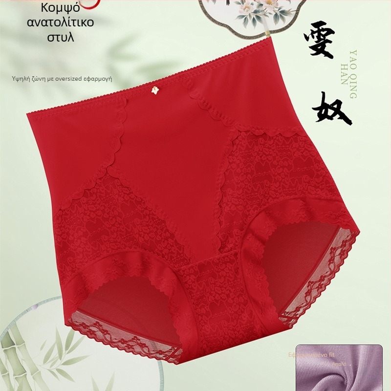 Δαντελένια γυναικεία εσώρουχα με ψηλή μέση, έλεγχο κοιλιάς και ανύψωση γλουτών; πλεκτή δαντέλα από νάιλον, επένδυση καβάλου από βισκόζη, νήμα 31–40d