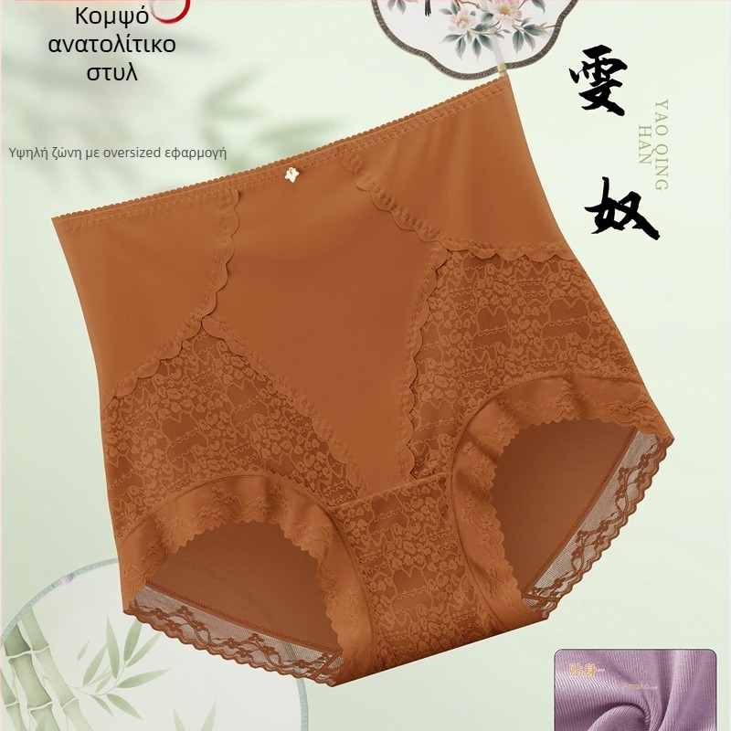 Δαντελένια γυναικεία εσώρουχα με ψηλή μέση, έλεγχο κοιλιάς και ανύψωση γλουτών; πλεκτή δαντέλα από νάιλον, επένδυση καβάλου από βισκόζη, νήμα 31–40d